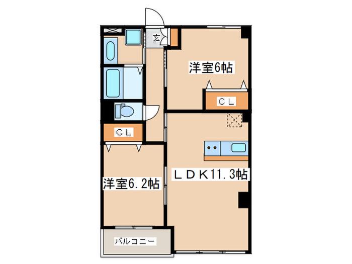 FIORE(2LDK/3階)の間取り写真