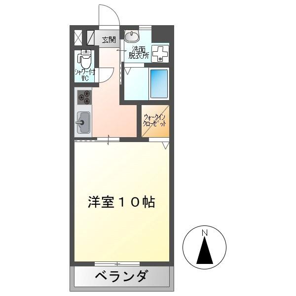 サンパレス緑が丘A(1K/2階)の間取り写真