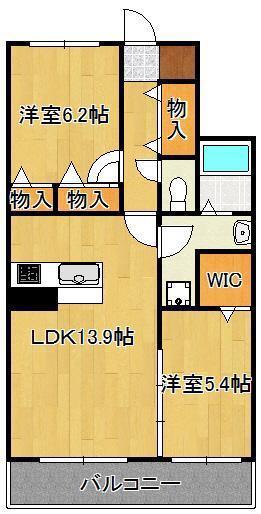 レジアス三ヶ森(2LDK/1階)の間取り写真