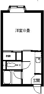 メゾンコージII(1K/1階)の間取り写真