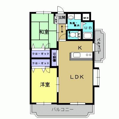 OPUS城山台(2LDK/4階)の間取り写真