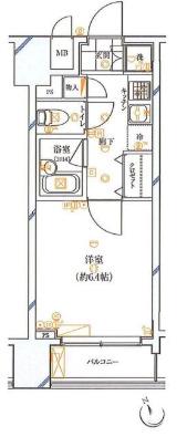 ガリシア銀座イースト(1K/7階)の間取り写真