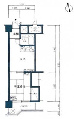 皐月マンション第3大分(1DK/9階)の間取り写真