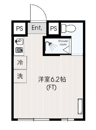 ドミひのき(ワンルーム/1階)の間取り写真