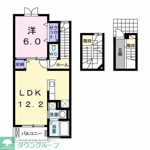 トレヴィII(1LDK/3階)の間取り写真