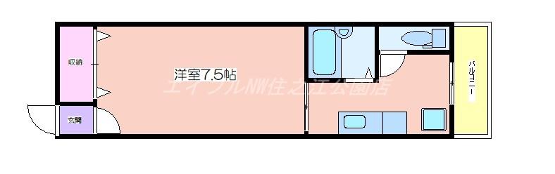 サンピアザ(1K/4階)の間取り写真