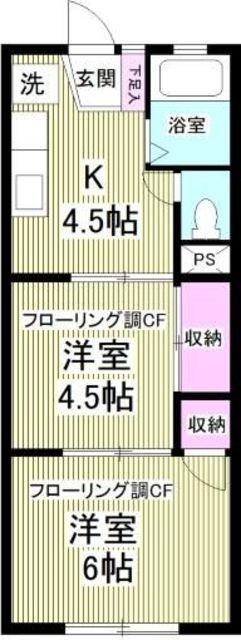 興和ビル(2K/2階)の間取り写真