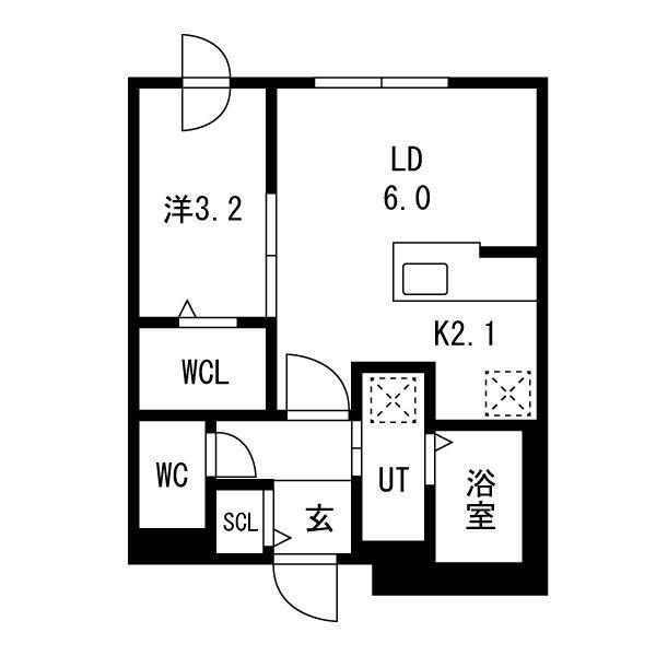 BLANC JENIS N25(1LDK/3階)の間取り写真
