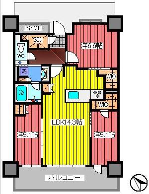URAWA THE TOWER(3LDK/25階)の間取り写真