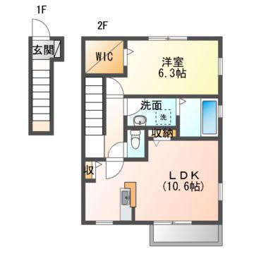 グレイス プレジオ(1LDK/2階)の間取り写真