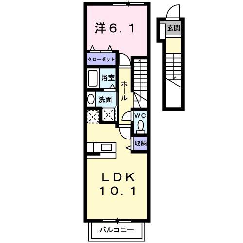 ハーベストスクエア弐番館(1LDK/2階)の間取り写真