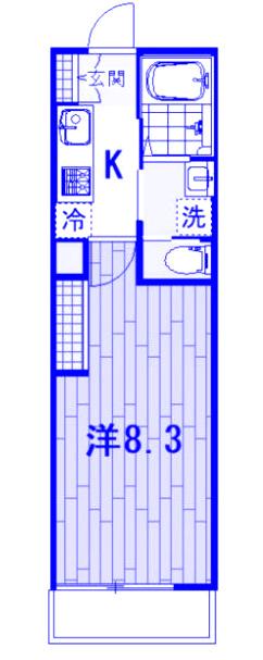 RIS参番館(1K/2階)の間取り写真