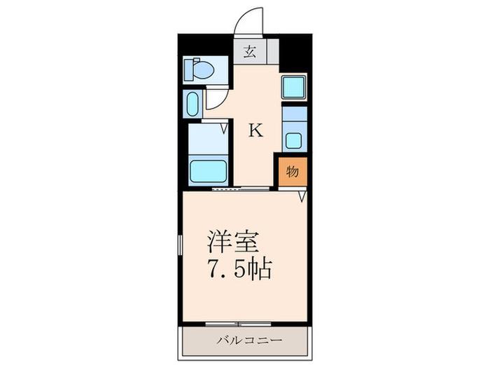グランドアイ三萩野(1K/5階)の間取り写真