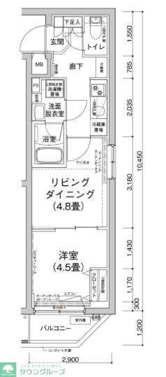 アイルプレミアム笹塚ウエスト(1DK/2階)の間取り写真