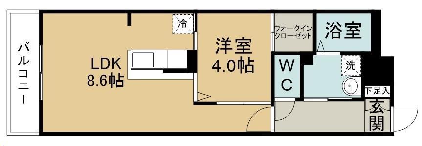 ティーズスクエア(1LDK/3階)の間取り写真