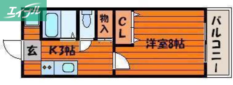 ラッキーハウス北棟(1K/3階)の間取り写真