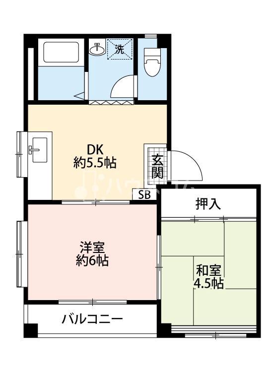 メゾンミラベル(2DK/2階)の間取り写真