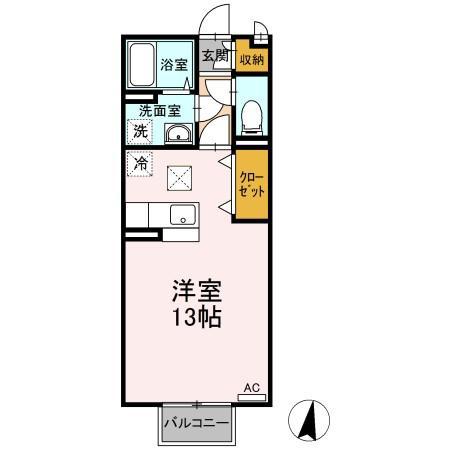 ソレイユ引野(ワンルーム/1階)の間取り写真