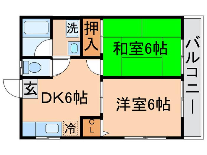 コーポ日立(2DK/2階)の間取り写真