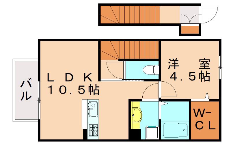 メゾンド・グロウ23(1LDK/2階)の間取り写真