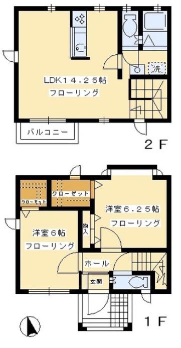 アトリオ(2SLDK/1階)の間取り写真
