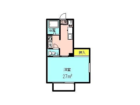 ミラ穴川(1K/2階)の間取り写真