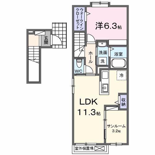 ライラック(1LDK/2階)の間取り写真