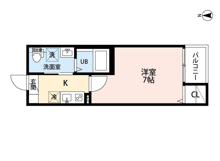 CRASTINE東味鋺3丁目(1K/1階)の間取り写真