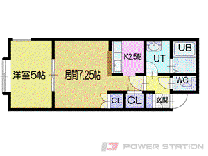 ヴィアス(1DK/2階)の間取り写真