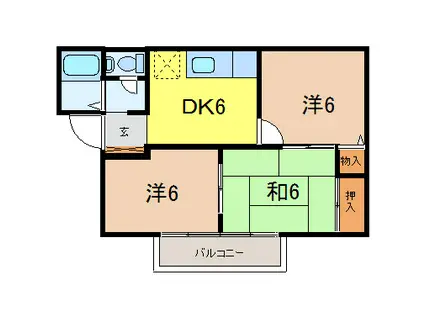 セフィラB(3DK/2階)の間取り写真