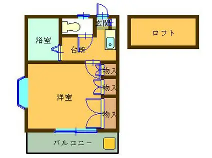 リューズハイムA館(1K/1階)の間取り写真
