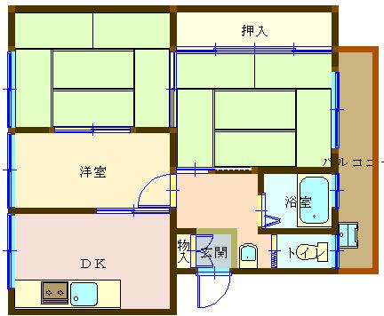 東畑ハイツ(3DK/3階)の間取り写真