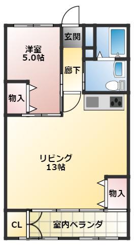 クレールきらら(1LDK/3階)の間取り写真