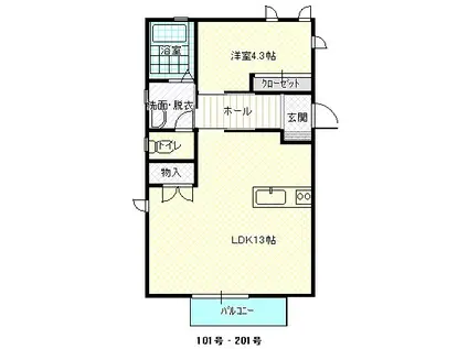 カーサ グローリア(1LDK/1階)の間取り写真