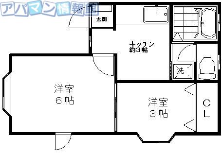 クレセントBY芳眞(2K/1階)の間取り写真