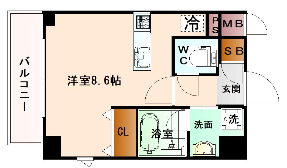 グローリー玉造(ワンルーム/4階)の間取り写真