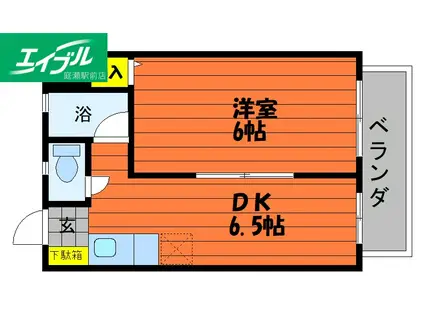 倉敷イーストコーポ(1DK/4階)の間取り写真
