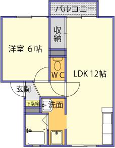 ミラービレ(1LDK/2階)の間取り写真