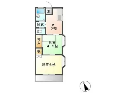 ハイツオグラ(2K/2階)の間取り写真