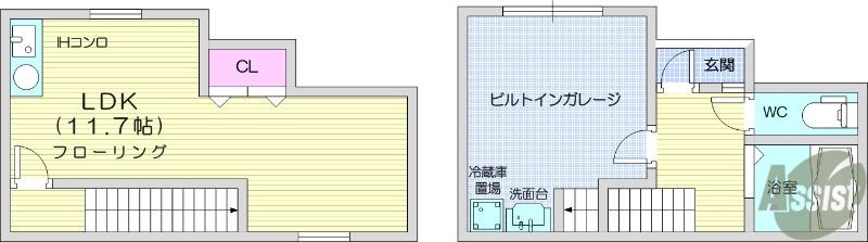 ガレージハウス桜木(ワンルーム/1階)の間取り写真