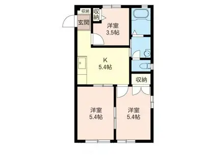 ヴェルドミール弥生台 I(3K/1階)の間取り写真