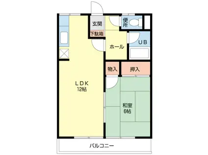 ドリームハイツ6号棟(1LDK/1階)の間取り写真