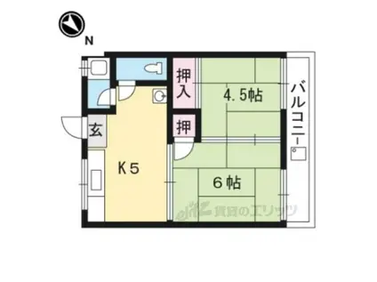 ハイツ勝部(2DK/2階)の間取り写真