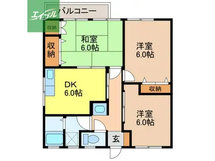 コーポ加藤(3DK/2階)の間取り写真