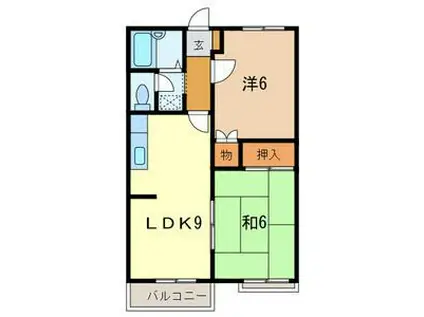 グランハイム清水弐番館(2DK/2階)の間取り写真