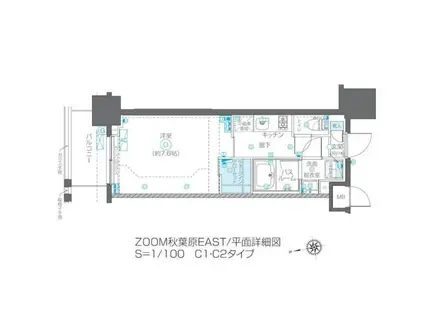 ZOOM秋葉原イースト(1K/5階)の間取り写真