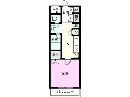リレント谷塚II(1K/2階)の間取り写真