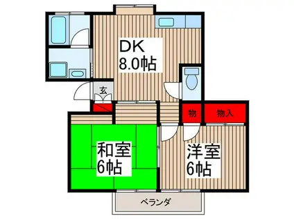 コーポヤマトヨ(2DK/2階)の間取り写真