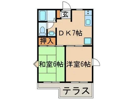 マイコートA(2DK/1階)の間取り写真