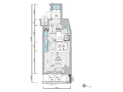 メインステージ松戸(1K/2階)の間取り写真